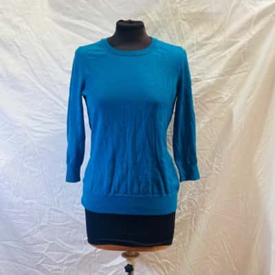 SPORTSCRAFT Size XS Crew Neck 100% Wool Jumper Blue 