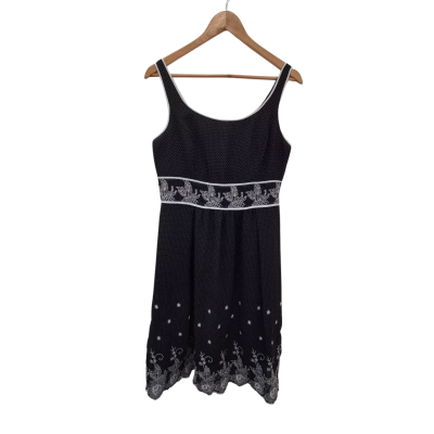 Diana Ferrari Womens Black Sleeveless dress with white polka dots 