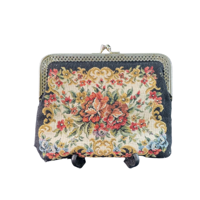  Womens vintage Clutch Black  / Floral 