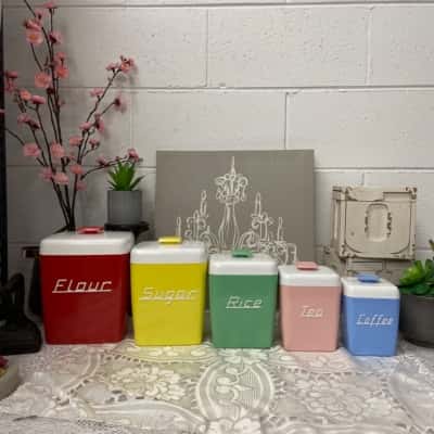 ビンテージNALLY WARE CANISTER (訳あり) Retro Nally Ware Canister Set of 5(s)