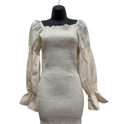 SNDYS Womens Beige Gingham Dress Size 10 