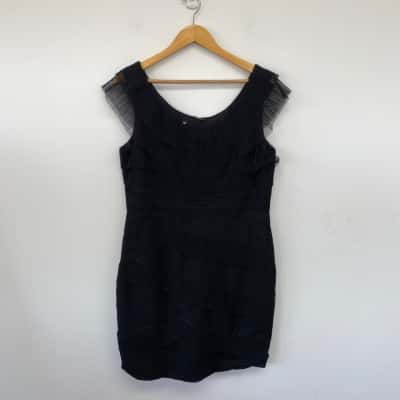 MR K Black Mesh Sleeveless Midi Dress  Size 18 