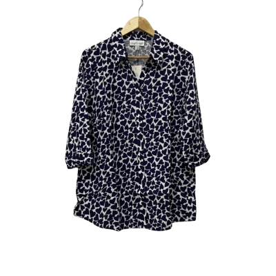 Established Womens  Size 14 Blouse Navy Blue / White 