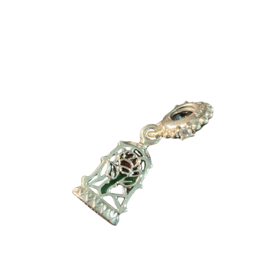 Pandora Disney Beauty and the Beast Enchanted Rose dangle charm Green / Red / Silver (stamped)