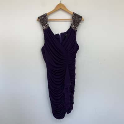 Lounge Purple Embellished Evening Midi Dress Size 20