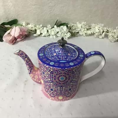 T2 Blue / Pink /Yellow Pattern Fine Bone China Teapot