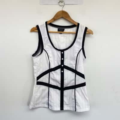 Garfunkle White Button Detail Sleeveless Top  Size 14 