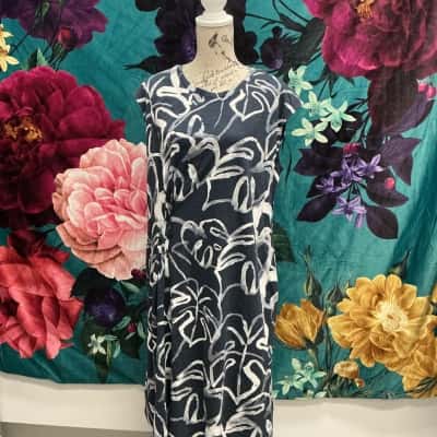 Marco Polo Womens  Size L Short Sleeve Dress  Blue / White 