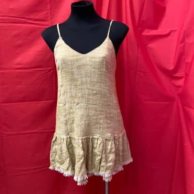Indikah Womens  Size 8 Natural Raw Linen and Cotton Blend