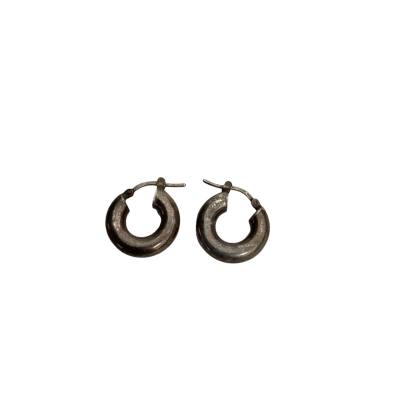 Vintage Womens Earrings Sterling Silver Chunky Hoops (Stamped 925 Italy)