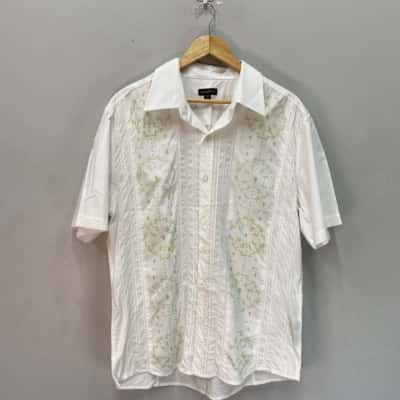 Colorado Mens Size XL Short Sleeve Shirt Green / Pattern / White 
