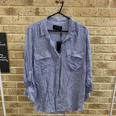 Decjuba Womens Maddie stripe shirt Size 14 