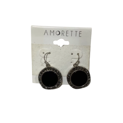 Amorette Silver/Black Stone Earrings 
