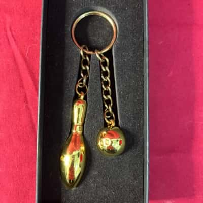  Unisex AMF Bowling Pin & Bowling Ball Key Ring Gold Tone