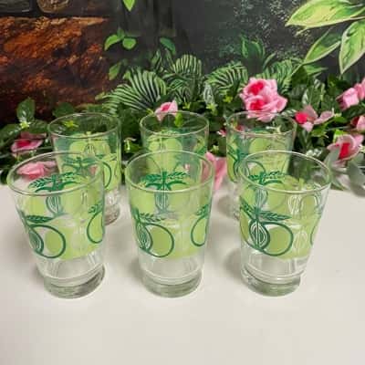 Vintage green apple glasses Set of 6