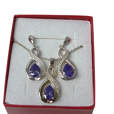 Prouds the Jewellers 925 Silver Necklace / Pendant Purple / Silver 