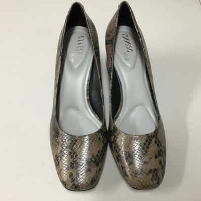  Chrissie Brazil Womens  Size 41 Snakeskin Print Leather Heel