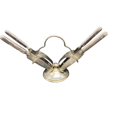 Vintage Hegworth set of 6 EPNS Silver Plated Fruit Knives with Matching Art Deco Style Table Stand