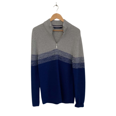 Sportscraft Mens  Size S Quarter Zip Jumper Blue / Grey 