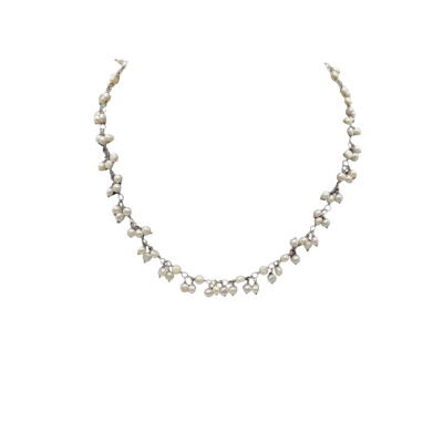 50 cm of Seed Pearl on Silver Thread  Necklace So Dainty  925 Clasp in Pouch 