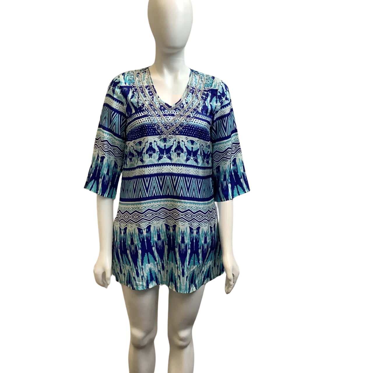 Blue Illusion Womens Size XS 100Silk Top Blue/Navy