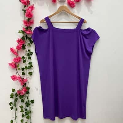 Jerseygirl Womens Off The Shoulder Dress Size 20 Purple 