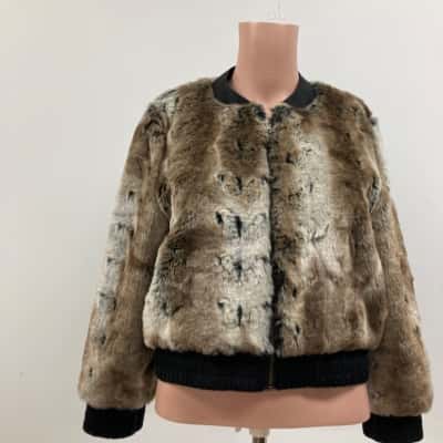  Womens  Size M Bomber Jacket faux Animal print / Black  