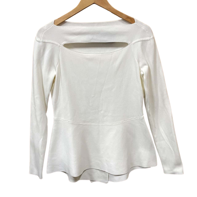 Portmans White Keyhole Cutout Peplum Long Sleeve Top Size M