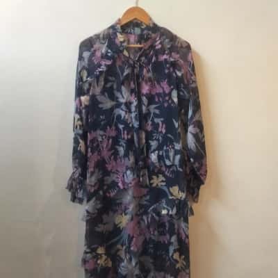  Alex & Allegra Womens  Size XL Sheer Floral Dress Floral / Navy Blue 