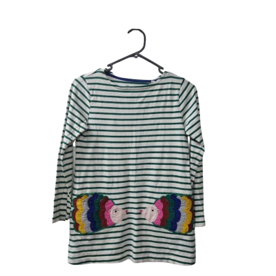 Mini Boden Girls Dress or Long-Top 8-9Y in  Green / Off White / Striped 