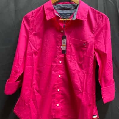 Tommy Hilfiger Womens Size S Blue/Pink/Yellow Shirt