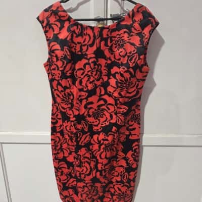  Life Style Womens  Size 14 Midi Dress Orange / Pattern 