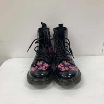 Dr Martens Kids Pansy Patent Leather Lace Up Boots Size 2/3/34