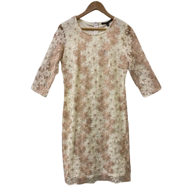 Liz Jordan Womens  Size 10 Floral Dress Off White / Pink  