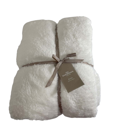 Sheridan Baby Plush Blanket in White with Satin edges 