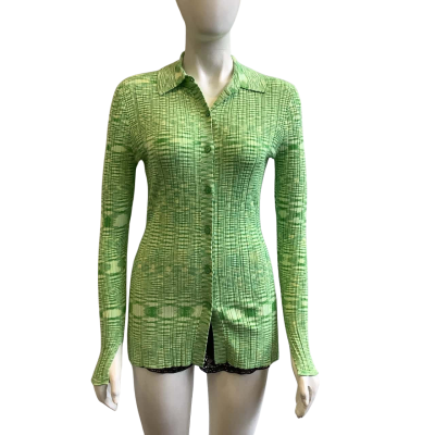 BNWT Dazie Women's Size S Feel Good Longline Cardigan Green Space Dye 