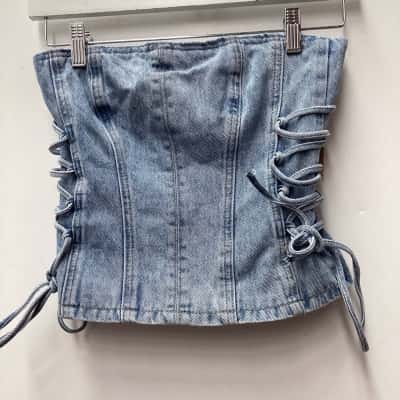 Meshki Womens  Size S Sleeveless corset Top Blue 