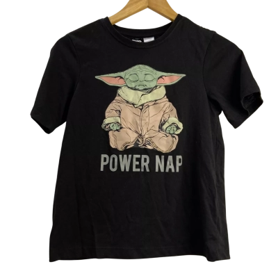 Star Wars Mandalorian Baby Yoda "Power Nap" Kids T-Shirt - Size 12 - Black  