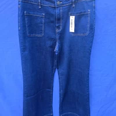  Womens vine apparel Size 18 High-Waisted Jeans / Stretch Jeans / Wide Leg Jeans Navy Blue 