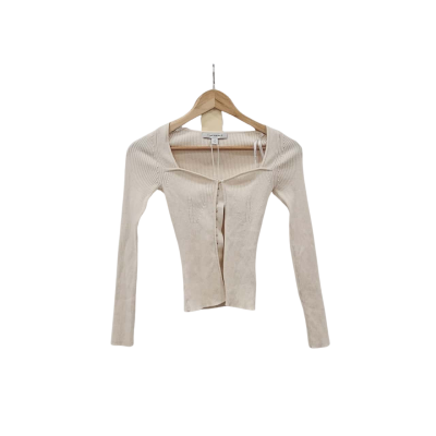 Forever New Womens  Size XXS Long Sleeve Corset Knit Top Cream 