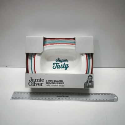 Jamie Oliver 3 Mini Enamel Serving Dishes Set Oval Pie Baking Dishes NIB