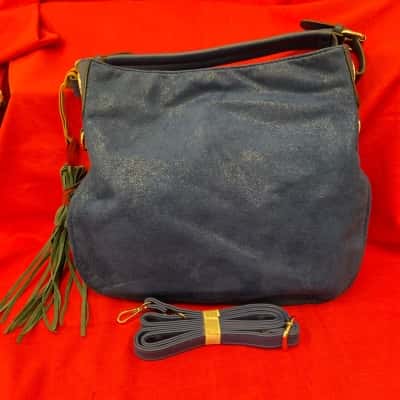  Womens Blue Hand/ Crossbody Medium to Large Tote Bag with Expansion Zip
