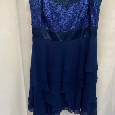 CITY CHIC STRAPLESS PARTY DRESS  WITH SEQUINS IN BLUE  Size S RRP $179.95