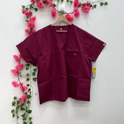 WonderWink Womens  Size XXL Short Sleeve Scrub Top Maroon 