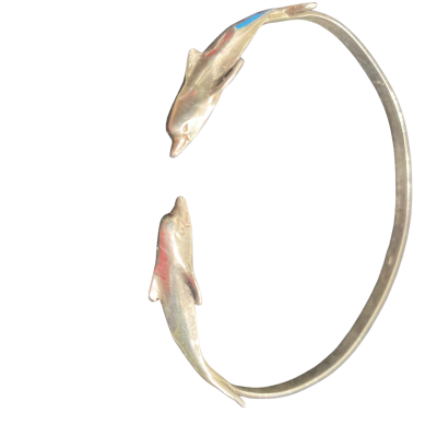 Stirling silver dolphins 6.5cm wide Womens Bangle 