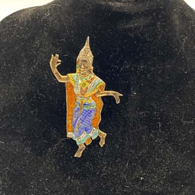 Vintage Mid Century Retro Siam Sterling Silver Enamel Brooch 