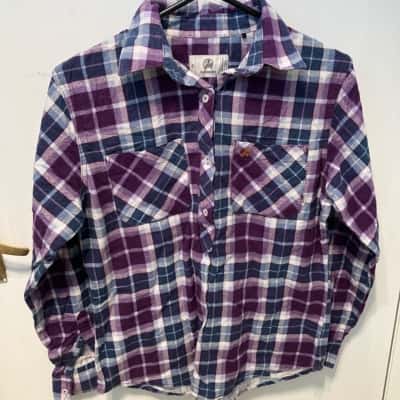 Swanndri Womens  Size 10 Long Sleeve Shirt Blue / Checked / Purple / White 