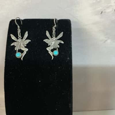 Stamped 925 Pixie and Turquoise Earrings