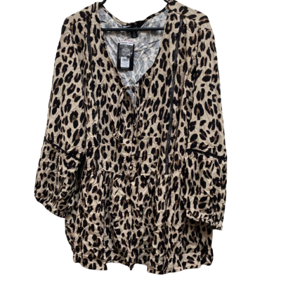 beme Womens  Size 22 3/4 Sleeve Top Animal print / Beige / Black  