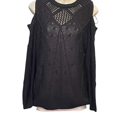 Rockmans Womens  Size S Long Sleeve Top / Off-the-shoulder Top Black  